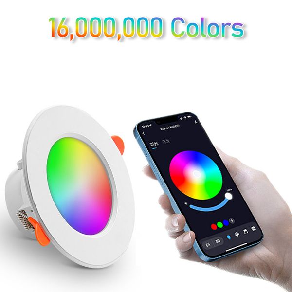 Tuya – Spot LED coloré encastrable pour le plafond, lumière ronde et intelligente, Compatible avec Bluetooth, rvb, intensité variable, 110/220V