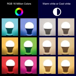 Tuya Bluetooth LED -gloeilamp E27 B22 20W RGB SMART LAMP 110V 220V RGB+CW+WW Kleurverandering Dimmable App Control for Home Decor