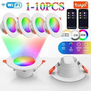 Tuya RGB LED Downlight RGB+CW+CCT Dimbare Spotlight 10W Bluetooth Smart Plafondlamp APP Afstandsbediening Smart Life Smart Home