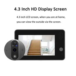 Tuya Smart 1080p WiFi Door Bell Puphole Camera Vieteur Home Security Two-Way Audio Night Vision 4.3 'FHD VIDEO DOORKEL CAME CAME