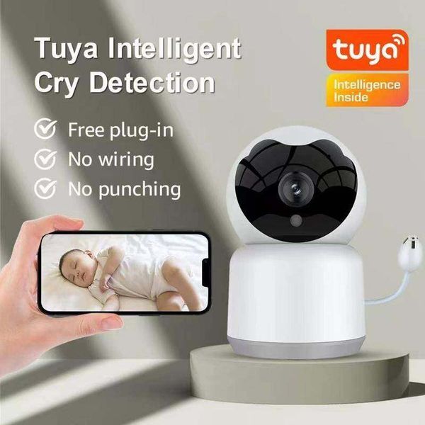 Tuya Smart Baby Monitor 1080P HD con temperatura y humedad Reproducir canción de cuna de forma remota Audio bidireccional Bebés Niñera Cámara de vídeo Música