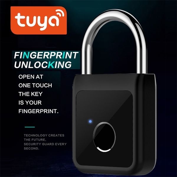 Tuya Smart Bluetooth Serrure d'empreinte digitale Téléphone Déverrouiller Serrure d'empreinte digitale sans clé USB Serrure de porte rechargeable Smart Padlock Smart Life 201013