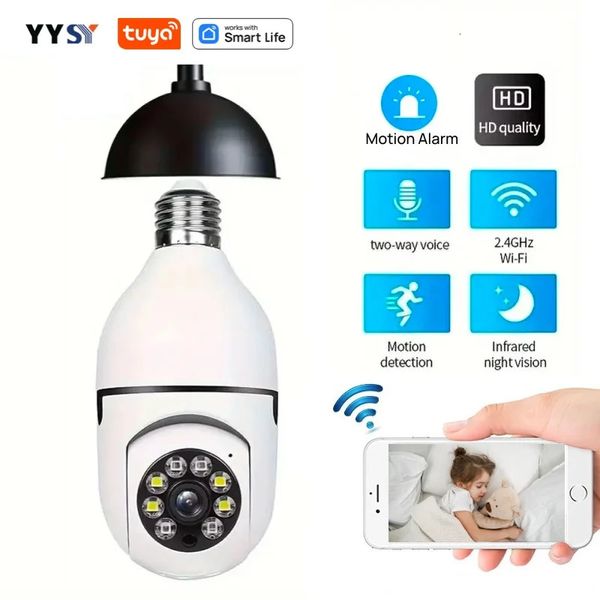 Tuya Smart Home 2.4G E27 Bulbe WiFi Suppeilance Camera HD Night Security Video Souprowance Supprt Two Way Audio Mobile Motion 240422