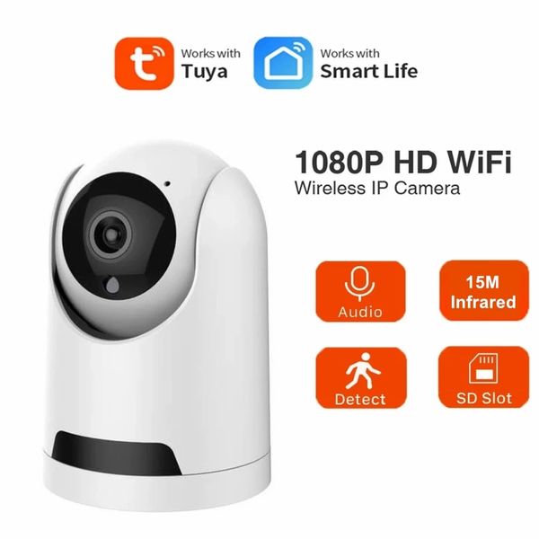 TUYA Smart Home Cámara Cámara de gran angular WiFi inalámbrico CAM CAM HD 1080P Mini CAM Webcam Security DVR Night Vision Videocorder