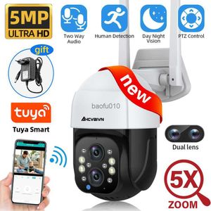 Tuya Smart Home Humanoid Détection 5MP Caméra IP WiFi Sécurité CCTV Caméra Double Objectif 5X Zoom IP66 Caméra de Surveillance Extérieure L230619
