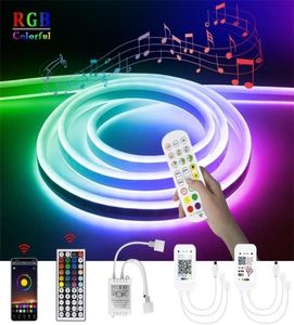 Tuya Smart LED Lights RGB Flexible NEON BRIP 12V DIMMable WiFi Bluetooth Controleur IR Remote Contrôle pour décor de chambre Alexa 223312164