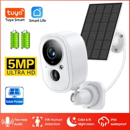 Tuya Smart Life oplaadbare batterij buiten draadloos WIFI 5MP IP-bewaking CCTV PIR-bescherming zonnecamera met sirenecamera