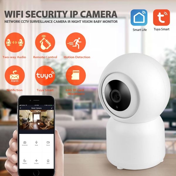 Tuya Smart Life WiFi Caméra IP 1080P Mini caméras de sécurité à domicile Vision nocturne Infrarouge Audio bidirectionnel K3