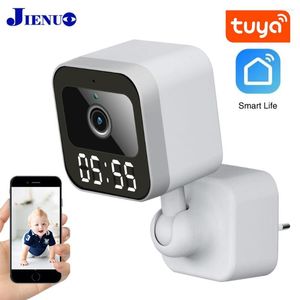 Tuya Smart Life WiFi Cámara IP Montaje en pared Reloj digital Cámara Interior Vigilancia inalámbrica Seguridad para el hogar CCTV 2MP Monitor de mascotas para bebés