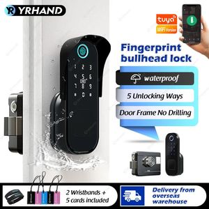 Tuya Smart lock Waterdicht Wifi Vingerafdruk Velgslot Smart Card Digitale Code Elektronisch Deurslot Voor Home Security Insteekslot 240104
