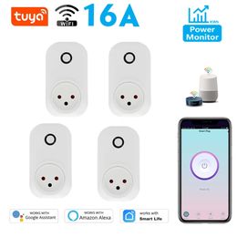 Tuya Smart Socket Israël Plug 16A Power Monitor Wifi Lichtschakelaar Leven Afstandsbediening Outlet Voor Alexa Assistent 240228