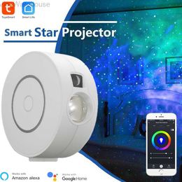 Tuya Smart Star Projector WiFi Laser Starry Sky Projector Waving Night Light LED Kleurrijke app Draadloze besturingselement Alexa Compatibel HKD230812