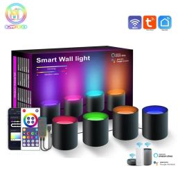 Tuya Smart Wifi Alice LED RGBIC Lampes murales Downlight App Google Alexa Bedroom Living Room Stairs Music Sync Wall Light
