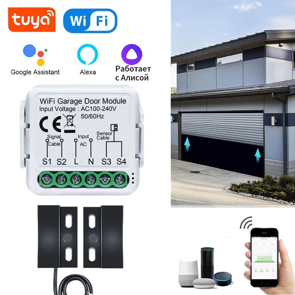 Tuya Smart WiFi Sensores de puerta de garaje Controlador de apertura 100V-240V Interruptor de control remoto por voz con Alexa Google Home Smart Life 240108