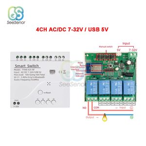 Tuya Smart Wifi Motor Switch Module 5V 12V 32V 220V RF 433 Radio afstandsbediening 1/2/4 kanalen inching relay