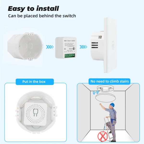 Tuya Smart Smart Wifi Switch With Power Monitor Switch Timer Control de 2 vías Módulo de interruptor inteligente Alexa Google Home Voice Control