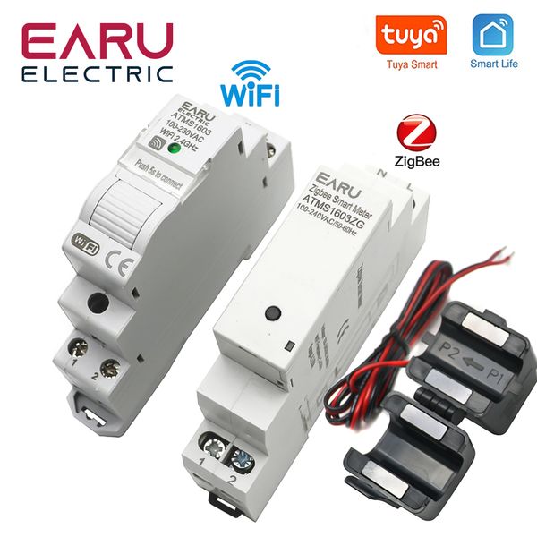 Tuya Smart Wifi Zigbee Electricidad KWH Meter Rail Din Rail AC 110V 240V 50A 63A CT AC MEDER APP MONITOR DE MONITOR TIEMPO REAL