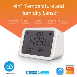 Tuya Smart Zigbee Wifi Temperatuur Vochtigheid Helderheid Lux Sensor Alarm LCD Scherm Thermometer Hygrometer voor Alexa Google Home ZigBee3.0 Hub vereist