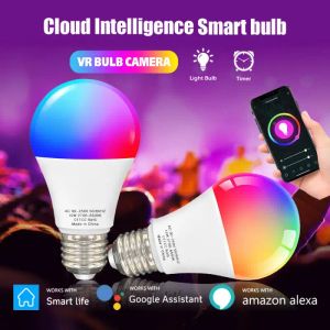 Tuya WiFi E27 B22 Smart Dimmable Bulb 9 / 15W RGBCW 100-240V LED LETH SMART Life Control Support Alexa Google Home Yandex Alice