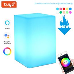 Tuya WiFi LED Smart Night Light Dimable RGB kleurrijke nachtkastje lamp app spraakbesturingwerk met Alexa Google Home Assistant