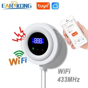 TUYA WIFI DÉCECTEUR DE LA FEUX DE GAZ NATUAL 433MHz Capteur de fuite de gaz combustible sans fil Home Kitchen Security Alarm Smart Life App 240423