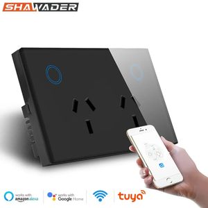 Tuya – double prise murale intelligente WIFI, prise électrique AU, interrupteur tactile en verre 10A, télécommande sans fil, Alexa Home 240228