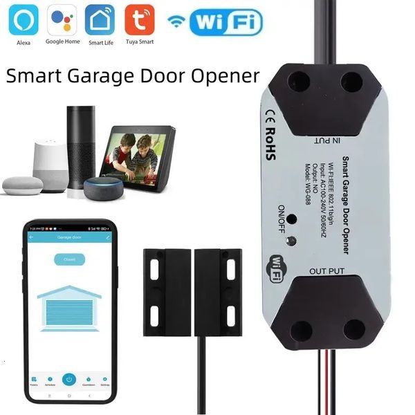 Tuya WiFi Smart Garage Door Opener Controller Motorizado Control remoto inalámbrico Funciona con control de voz Alexa Home 240228
