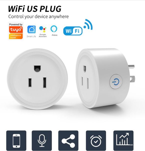 Tuya – prise intelligente WiFi 16a 10a 220V, adaptateur EU US, télécommande vocale sans fil, moniteur d'alimentation, minuterie, Kit maison pour Alex