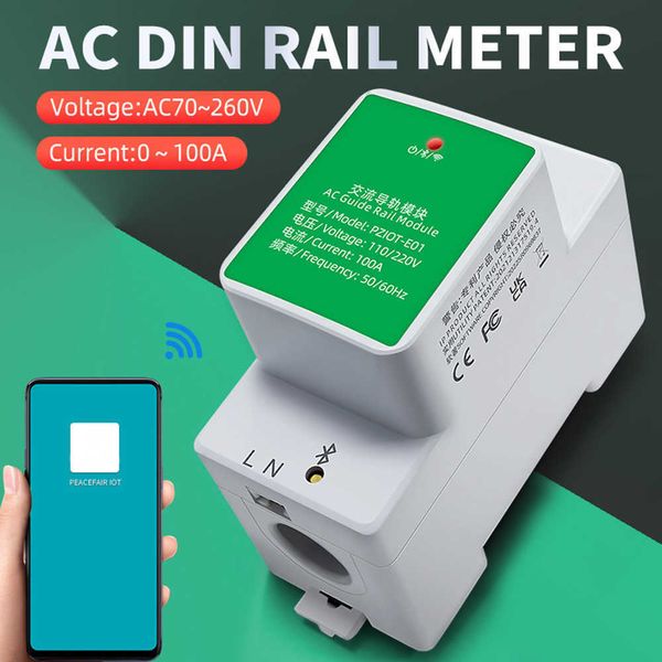 Tuya Wifi Smart monophasé Din Rail AC électrique Kwh compteur d'énergie consommation d'énergie wattmètre voltmètre ampèremètre 110V 220V