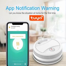 Tuya wifi sensor de humo alarma detector conectado inteligente APP monóxido de carbono remoto