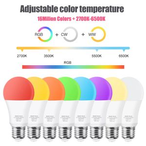 Ampoule intelligente Tuya Wifi/Zigbee E27, lampe LED, intensité variable, RGB CW, fonctionne avec Alexa/Google Home, contrôle via application Smart Life