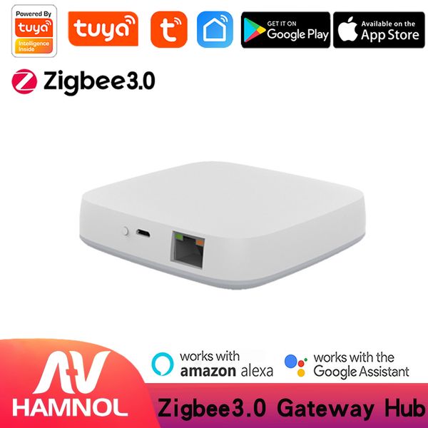 Tuya Zigbee 3.0 Hub de enlace con cable Centro de control remoto Protocolo Zigbee a través de la aplicación inteligente Control de voz por Amazon Alexa Google Home Tmall Genie Electrónica inteligente para el hogar