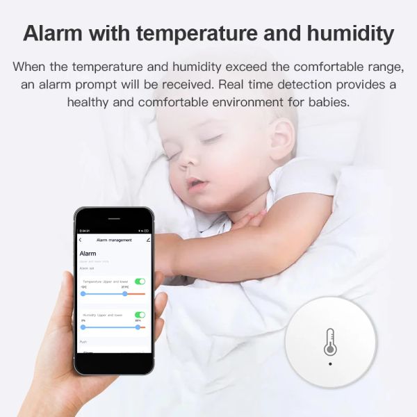 Tuya Zigbee Mini Sensor de temperatura y humedad Soporte de sensor Smart Home Scene App Control Alexa Google Home Assitant Voice