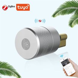 Tuya Zigbee Smart Cilinder Fingerprint Bluetooth Smart Lock SmartLife App Wifi Deur Lock -cilinder voor Smart Home Lock Upgrad 201013