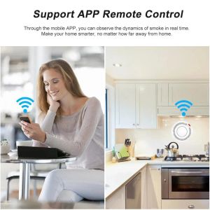 Tuya Zigbee WiFi Smart Smoke Detector 80db Alarm Fire Capteur Smart Home Smart Life Remote Support Work with Zigbee Hub Alexa