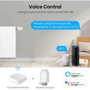 Tuya Zigbee3.0 Smart TRV Radiator Actuator Actuator Válvula Termostática Radiador Válvula Controlador de temperatura Soporte Alexa Google Home