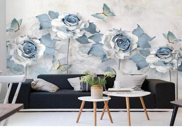 TV fond d'écran de fond de peinture de peinture salon Simple belles fleurs chaudes 3d 3d peintures murales de chambre à coucher