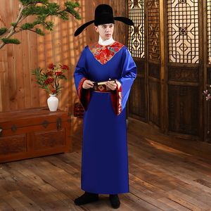 Tv-film Cosplay Stage Wear Show Chinese Oude Kostuum Fancy Hanfu Mannelijke Traditionele Kleding Song Dynastie Volwassen Blue Robe Heren