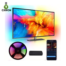 Bande lumineuse LED TV pour 75 pouces avec boîtier de synchronisation HMDI RGB 5050 30 LED/m 3,8 M alimenté par USB TV LED Kit de rétroéclairage pour TV à écran plat PC