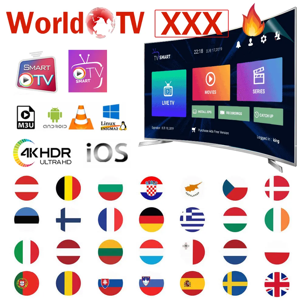 Partes de TV M3 U Smarter Pro Adult XXX 35000Live VOD Programa estável 1080 hp 4K Código premium para Android Smart Box Europa Portugal Polônia Grécia Bulgária Brasil Latino