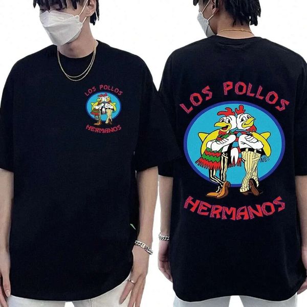 Série télévisée Breaking Bad Los Pollos Hermanos T-shirts à double face T-shirts Funny Chicken Brothers Cott's Cott T-shirt Streetwear N3ZT # B0