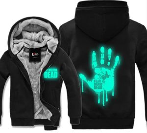 Tv -serie The Walking Dead Zombie Hoodie Luminous Hooded Mens Dikke Zipper Cardigan Sweatshirts Winter Fleece Jackets Coats2807829