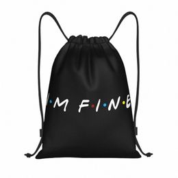 émission de télévision amis drôle citation cordon sac à dos féminins hommes gymnase sport sackpack portable je suis fin de sac de boutique sac w27x #