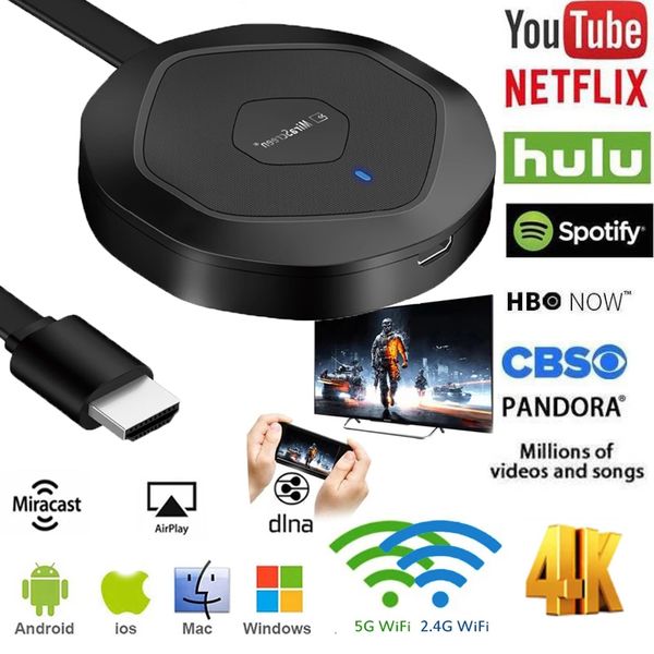 TV Stick 4K Mirror Pantalla cualquier Miracast AirPlay TV Stick 2.4G 5G Dual WiFi Wireless Dispaver Receptor Dongle Mirascreen Stream Cast 230831