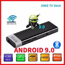 TV Stick Android 9.0X96S 4GB 32GB Amlogic S905Y2 Quad Core 4K 2.4G 5G Dual Wifi Bluetooth 4.2 1080P Stick TV X96 Android Box
