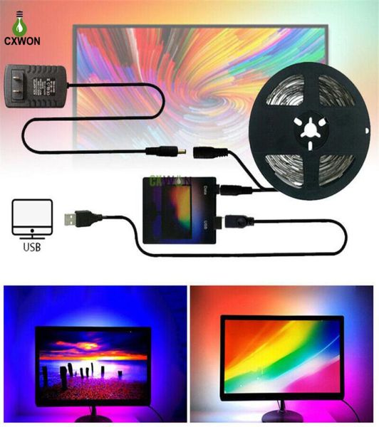 Kit de bande de télévision USB Couleur de rêve 1m 2m 3m 4m 5m 5m RVB WS2812B LED BRANDES POUR TV PC SN Backlight Lighting6413232