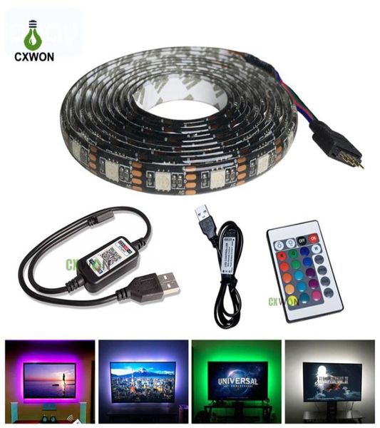 Bandes TV DC5V RGB TV rétro-éclairage étanche 30ledsm 5050 LED bande avec télécommande 24 touches 3710794