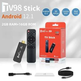 TV98 Ultra HD TV Stick Android 12.1 4K Smart TV Box 2.4G 5G WiFi H.265 Netwerkmediaspeler Set Topbox