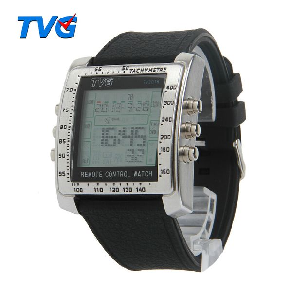 TVG télécommande alarme TV DVD montre militaire à distance pour hommes boîtier en acier inoxydable numérique bracelet en caoutchouc montres de sport