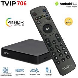 TVIP S-Box V.706 Smart Android TV Box 2 Go RAM 8 Go 4k UHD 2.4 / 5G WiFi Android11 Nordic One TVBox mieux que TVIP705 Set Top Box